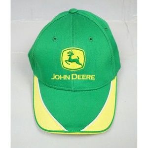 John Deere hat one size green yellow baseball cap adjustable ebroidered logo